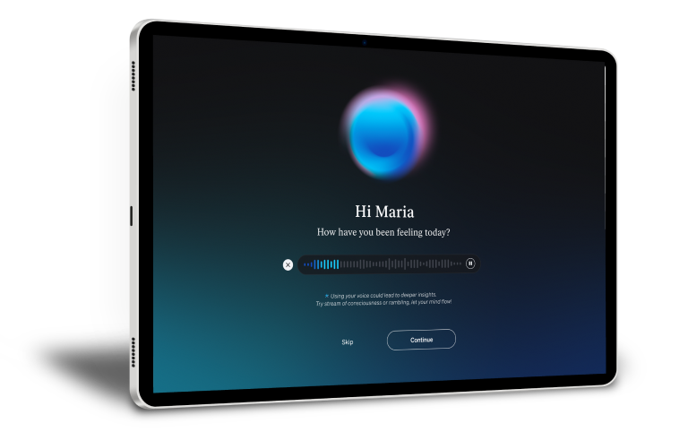 betterup A.I. welcome screen on tablet