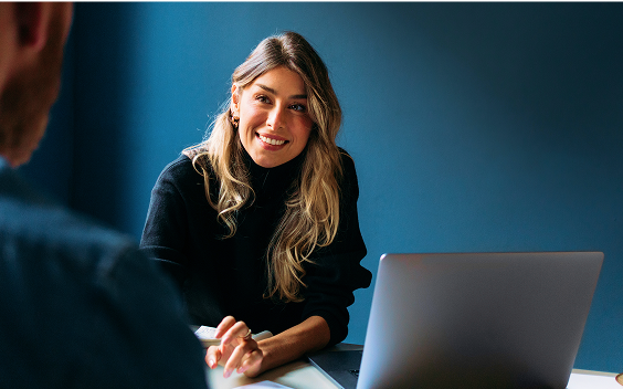 engaged woman having a conversation