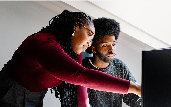 engaged users looking at a screen